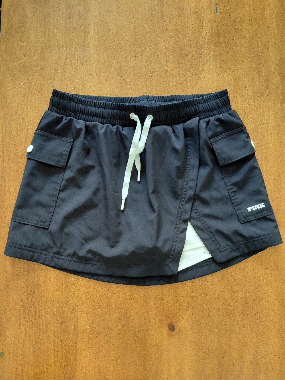 PINK Victoria's Secret Black Cargo Athletic Drawstring Skort Size M NWOT